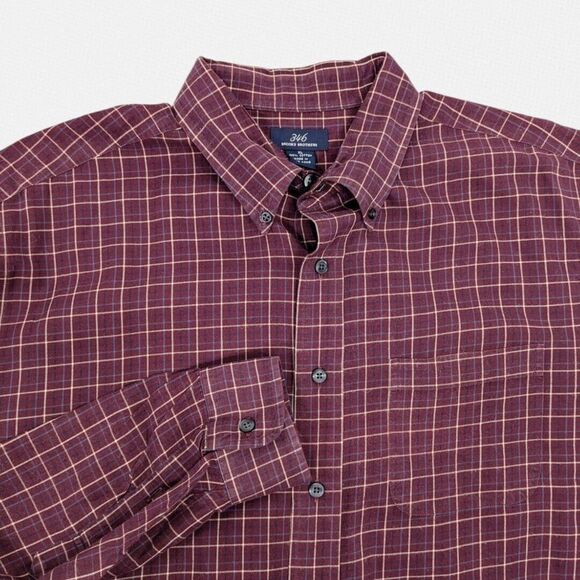 Brooks Brothers Other - Brooks Brothers Shirt XL Burgundy Windowpane Button Down Office Career Preppy